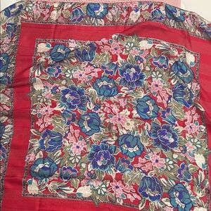 Floral Berkshire Scarf with Red and Blue Accents